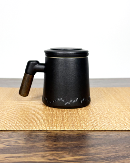 Black Ceramic Tea Infuser Mug with Lid