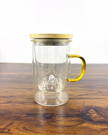 Tea Steeping Infuser Glass Mug with Lid