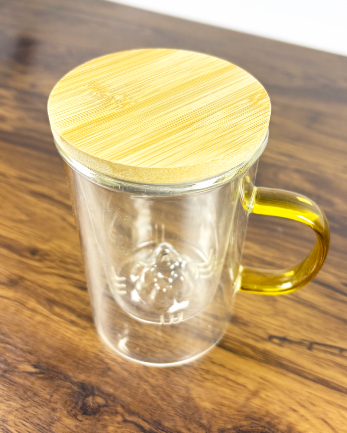 Tea Steeping Infuser Glass Mug with Lid