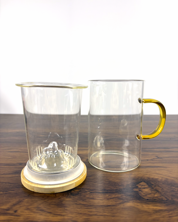 Tea Steeping Infuser Glass Mug with Lid