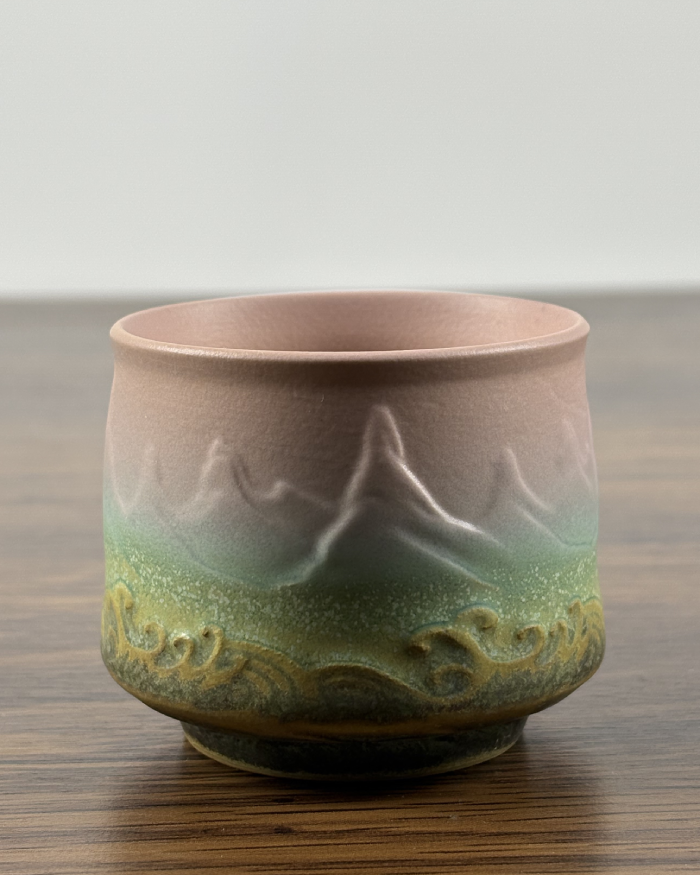 Coarse Pottery Mountain and River Cup (Pink)