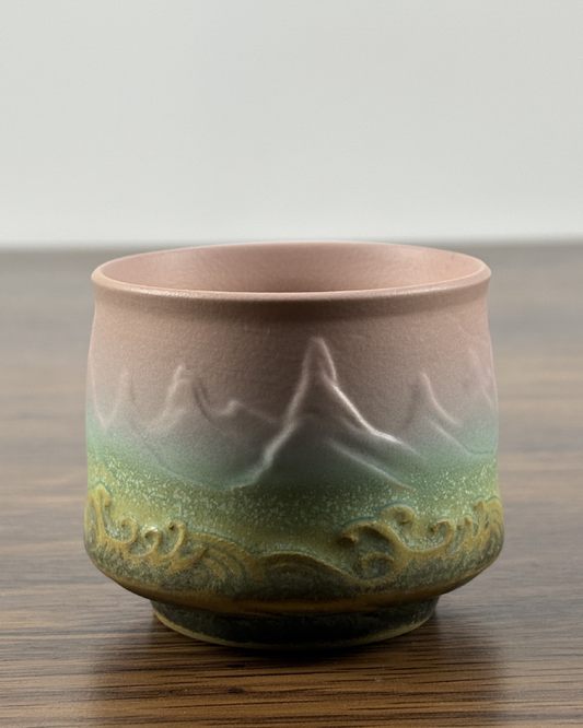 Coarse Pottery Mountain and River Cup (Pink)